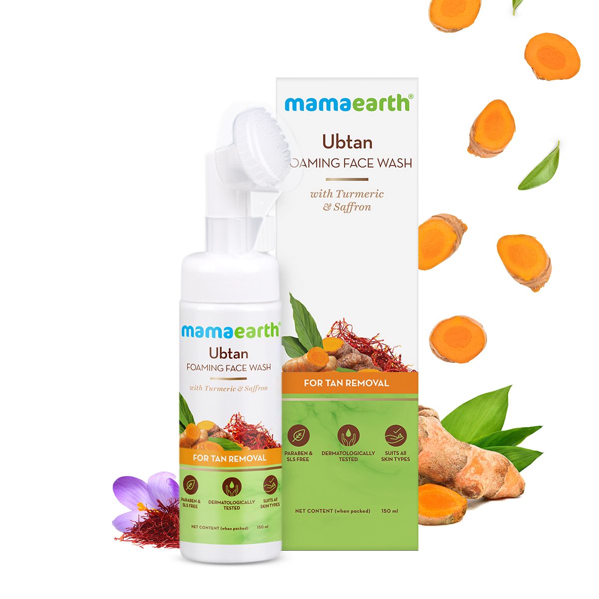 Mamaearth Ubtan Foaming Face Wash with Turmeric & Saffron for Tan Removal Main